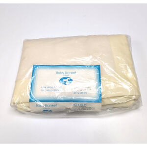 VTG Hobby Horse Brand Acrylic Nylon Binding Baby Blanket 40x45 Yellow USA NEW